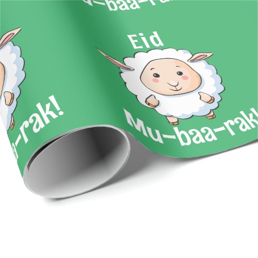 Schattige "Eid Mubarak" Schapen Grappige Kinderen  Cadeaupapier (Rol Hoek)