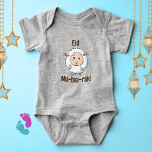 Schattige "Eid Mubarak" Sheep Funny Baby Bodysuit