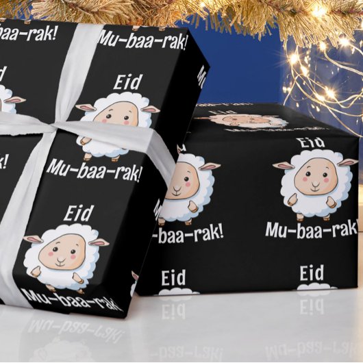 Schattige "Eid Mubarak" Sheep Funny Kinderen Cadeaupapier