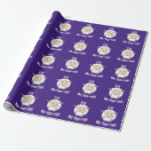 Schattige "Eid Mubarak" Sheep Funny Kinderen Paars Cadeaupapier (Uitgerold)