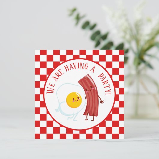 schattige eierbacon Breakfast party of table Kaart (Staand voorkant)