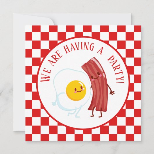 schattige eierbacon Breakfast party of table Kaart (Voorkant)