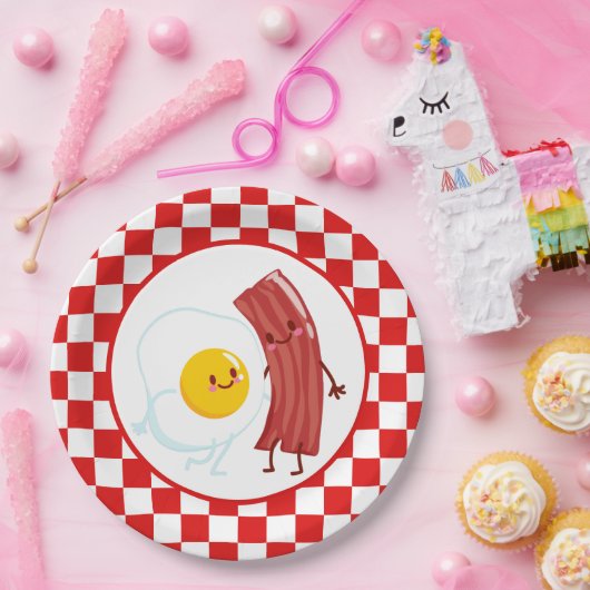 schattige eierbacon Breakfast party of table Papieren Bordje (Feest)