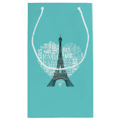Schattige Eiffel Tower Love Paris | Aqua Klein Cadeauzakje (Achterkant)