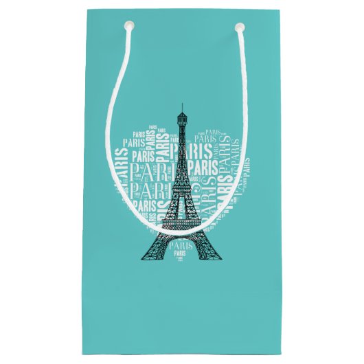 Schattige Eiffel Tower Love Paris | Aqua Klein Cadeauzakje (Voorkant)