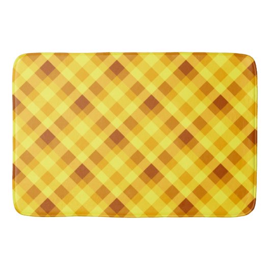 Schattige eigeel geel geruite grote badmat (Voorkant)