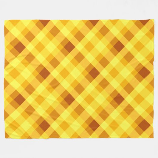 Schattige eigeel geel geruite grote fleece deken (Voorkant (Horizontaal))