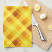 Schattige eigeel geel geruite keukenhanddoek (Quarter Fold)