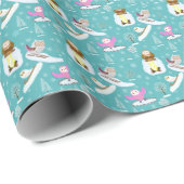 Schattige eigenaars die een winterdag vieren cadeaupapier (Rol Hoek)