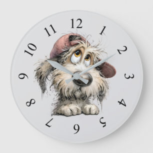 Schattige eigenzinnige hond tekening grote klok