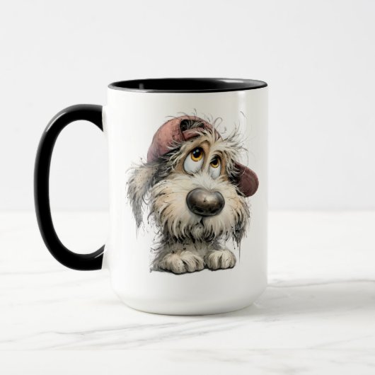 Schattige eigenzinnige hond tekening mok (Links)