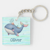 Schattige eigenzinnige kleine walvis sleutelhanger (Achterkant)