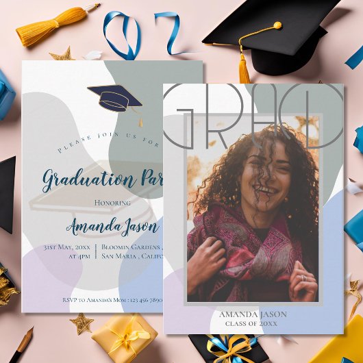 Schattige Elegant 2025 Afstudeerder Foto Afstudeer Kaart