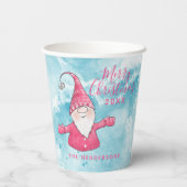 Schattige Elegant Blauw en Roze Vrolijk Kerstfeest Papieren Bekers (Achterkant)