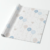 Schattige Elegant Blauw Ivoor Ballons Jongen Baby Cadeaupapier (Uitgerold)