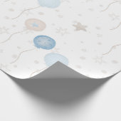 Schattige Elegant Blauw Ivoor Ballons Jongen Baby Cadeaupapier (Hoek)