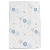 Schattige Elegant Blauw Ivoor Ballons Jongen Baby Medium Cadeauzakje (Voorkant)