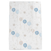 Schattige Elegant Blauw Ivoor Ballons Jongen Baby Medium Cadeauzakje (Achterkant)