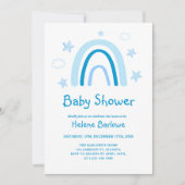 Schattige Elegant Blauw Regenboog Baby shower Kaart (Voorkant)