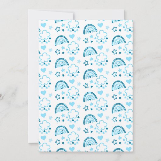 Schattige Elegant Blauw Regenboog Baby shower Kaart (Achterkant)