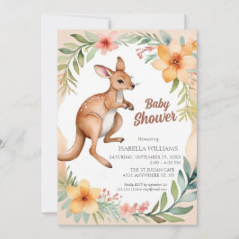 Schattige Elegant Bloemen Kangoeroe Baby shower Kaart