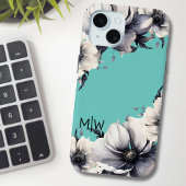 Schattige Elegant Bloemmonogram Initiaal Case-Mate iPhone Case
