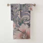 Schattige Elegant Floral Gingham Pattern Bad Handdoek (Insitu)