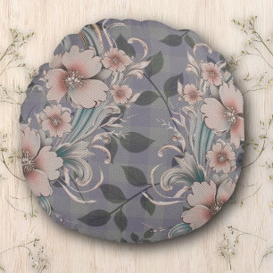 Schattige Elegant Floral Gingham Pattern Rond Kussen