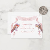 Schattige Elegant Gepersonaliseerd Bruidsmeisje Vo Notitiekaartje (Voorkant / Achterkant in situ)
