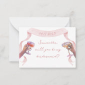 Schattige Elegant Gepersonaliseerd Bruidsmeisje Vo Notitiekaartje (Voorkant)