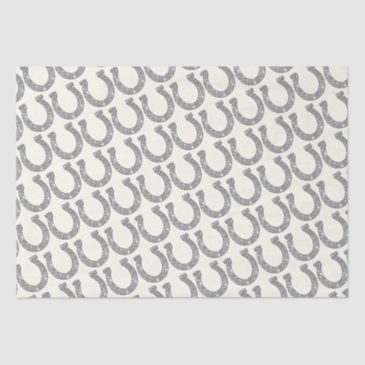 Schattige Elegant Glam Hoefijzer Silver Glitter Tissuepapier (Voorkant)