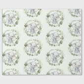 Schattige & Elegant Groen Goud Bladeren Baby Olifa Cadeaupapier (Vlak)
