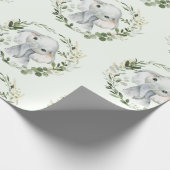 Schattige & Elegant Groen Goud Bladeren Baby Olifa Cadeaupapier (Hoek)