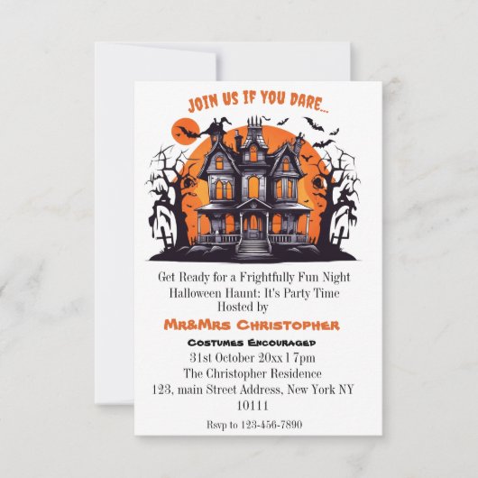 Schattige Elegant Haunted House Volwassenen Hallow Kaart (Voorkant)