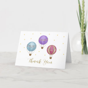 Schattige Elegant  Hete Luchtballon Baby shower Bedankkaart