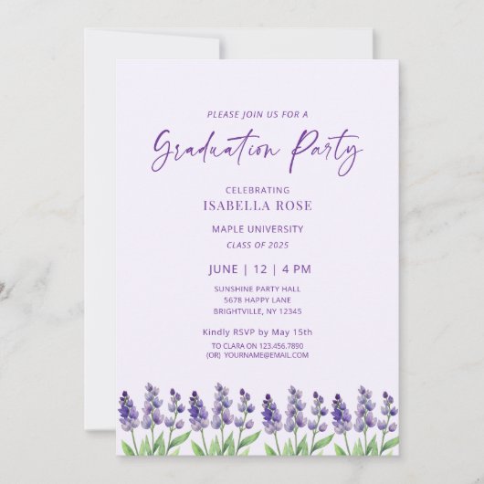 Schattige Elegant Minimaal Bloemen Afstudeerfeest Kaart (Voorkant)