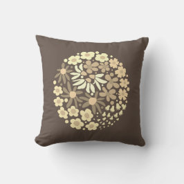 Schattige Elegant Modern Retro Bruin Beige Flowers Kussen