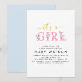 Schattige Elegant Modern Simpel Het is een Meisje  Kaart (Voorkant / Achterkant)