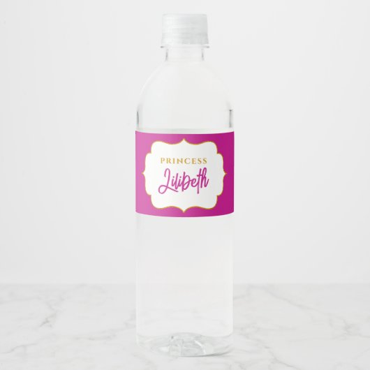 Schattige Elegant Prinses Meisje Goud  Fairy Naam Waterfles Etiket (Voorkant)