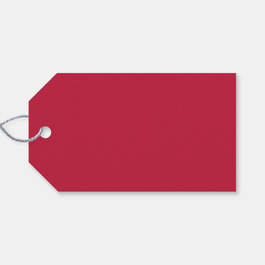Schattige Elegant Retro Rood en Wit Vrolijk Kerstf Cadeaulabel (Achterkant Horizontaal)