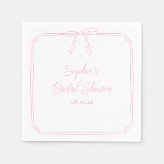 Schattige Elegant Roze Eenvoudige Girly Bow Vrijge Servet (Voorkant)