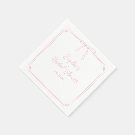 Schattige Elegant Roze Eenvoudige Girly Bow Vrijge Servet (Hoek)