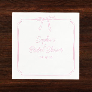 Schattige Elegant Roze Eenvoudige Girly Bow Vrijge Servet