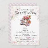 Schattige Elegant Tea Party/Aangepaste feestuitnod Kaart (Voorkant / Achterkant)