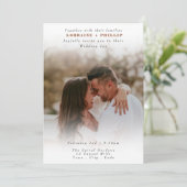 Schattige Elegant verloop Foto Overlay Trouwen Kaart (Staand voorkant)