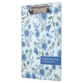Schattige Elegant Waterverf Blauw Bloempatroon Klembord (Links)