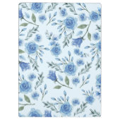 Schattige Elegant Waterverf Blauw Bloempatroon Klembord (Achterkant)