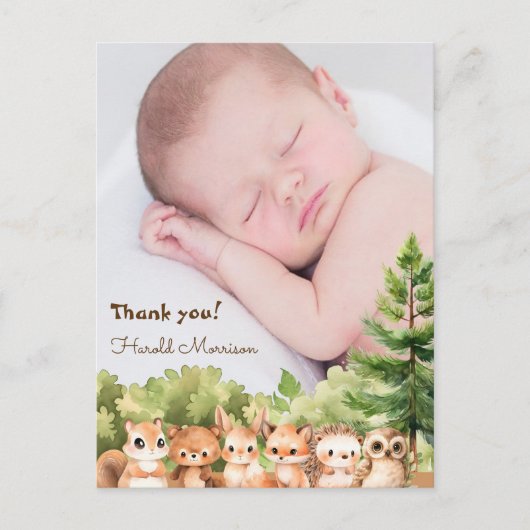 Schattige Elegante Baby Shower Bedankt Briefkaart (Voorkant)