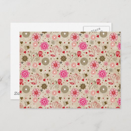 schattige elegante  bloemen hechten patroon briefkaart (Voorkant / Achterkant)