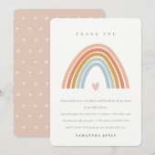 Schattige Elegante Blush Blauwe Hart Regenboog Bab Bedankkaart (Voorkant / Achterkant)